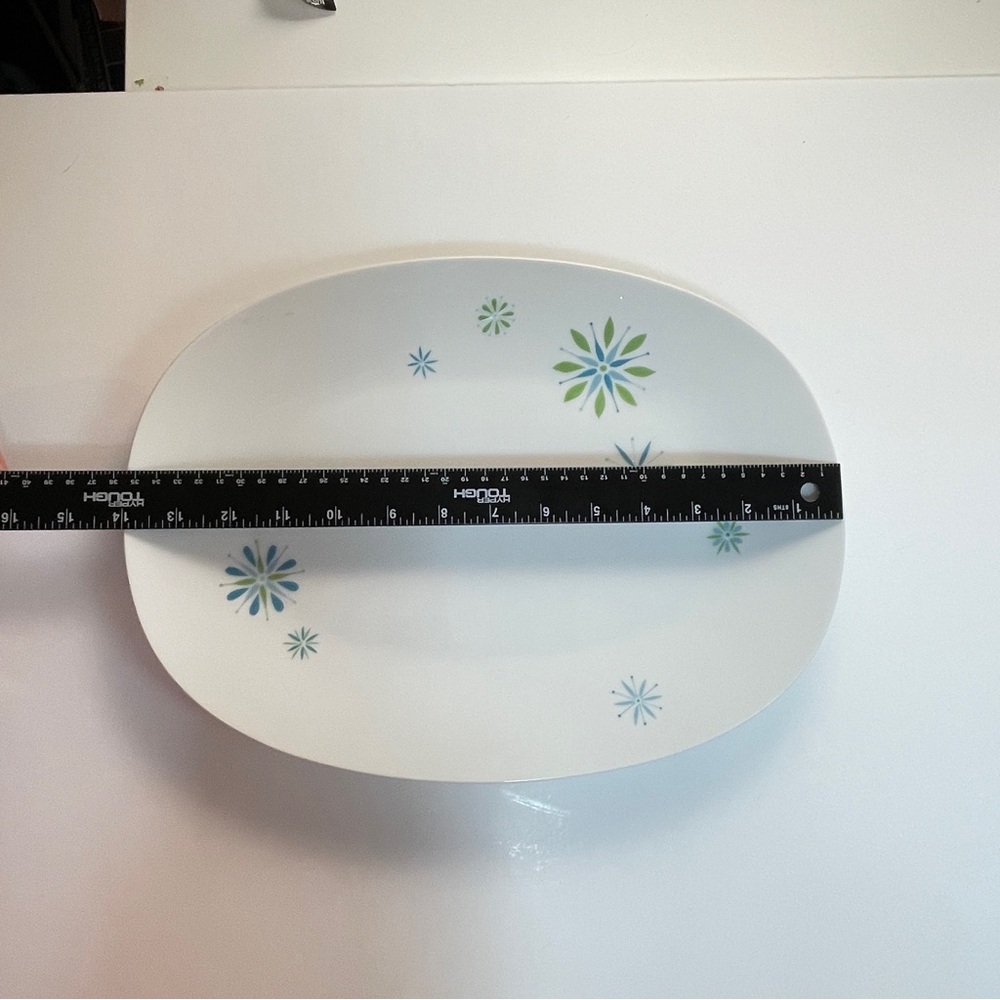 Rare! VTG Sango Fine China Serving Platter Atomic Starburst Blue & Green 1960s - Picture 5 of 6